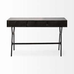 Vince Black/Gold Metal 3 Drawer Office Desk - Ornate Home