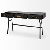 Vince Black/Gold Metal 3 Drawer Office Desk - Ornate Home