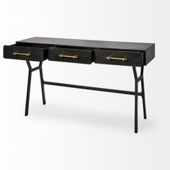 Vince Black/Gold Metal 3 Drawer Office Desk - Ornate Home