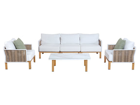 Vine 4-Piece Patio Conversation Set in Cream - Ornate Home