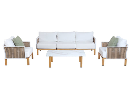 Vine 4-Piece Patio Conversation Set in Cream - Ornate Home