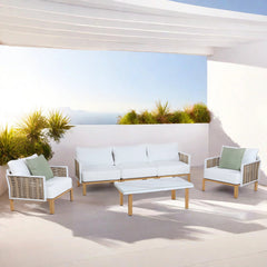 Vine 4-Piece Patio Conversation Set in Cream - Ornate Home