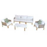 Vine 4-Piece Patio Conversation Set in Cream - Ornate Home