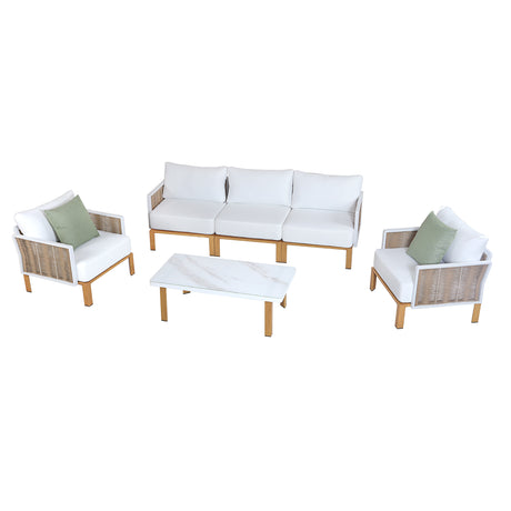 Vine 4-Piece Patio Conversation Set in Cream - Ornate Home