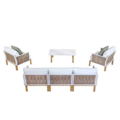 Vine 4-Piece Patio Conversation Set in Cream - Ornate Home