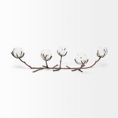 Vine Gold Distressed Metal Creeper Five Candle Table Candle Holder - Ornate Home
