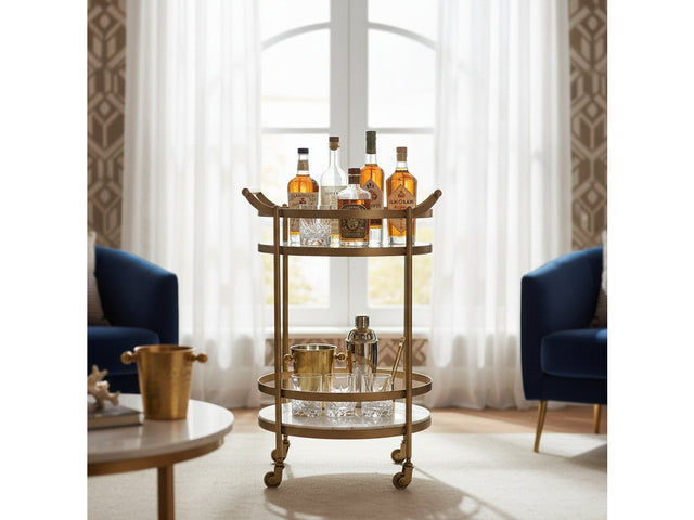 Vine Grove Gold/White Bar Cart - Ornate Home
