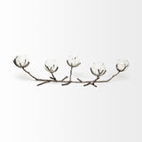 Vine Silver Distressed Metal Creeper Five Candle Table Candle Holder - Ornate Home