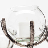 Vine Silver Distressed Metal Creeper Five Candle Table Candle Holder - Ornate Home