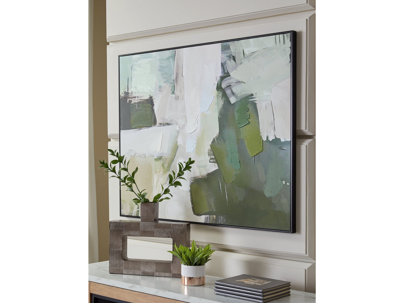 Vinick Green/Gray/White Wall Art - Ornate Home