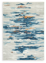 Vinlett Cream/Blue/Brown 8' x 10' Washable Rug - Ornate Home