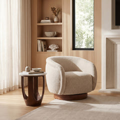 Vinta Beige Swivel Chair - Ornate Home