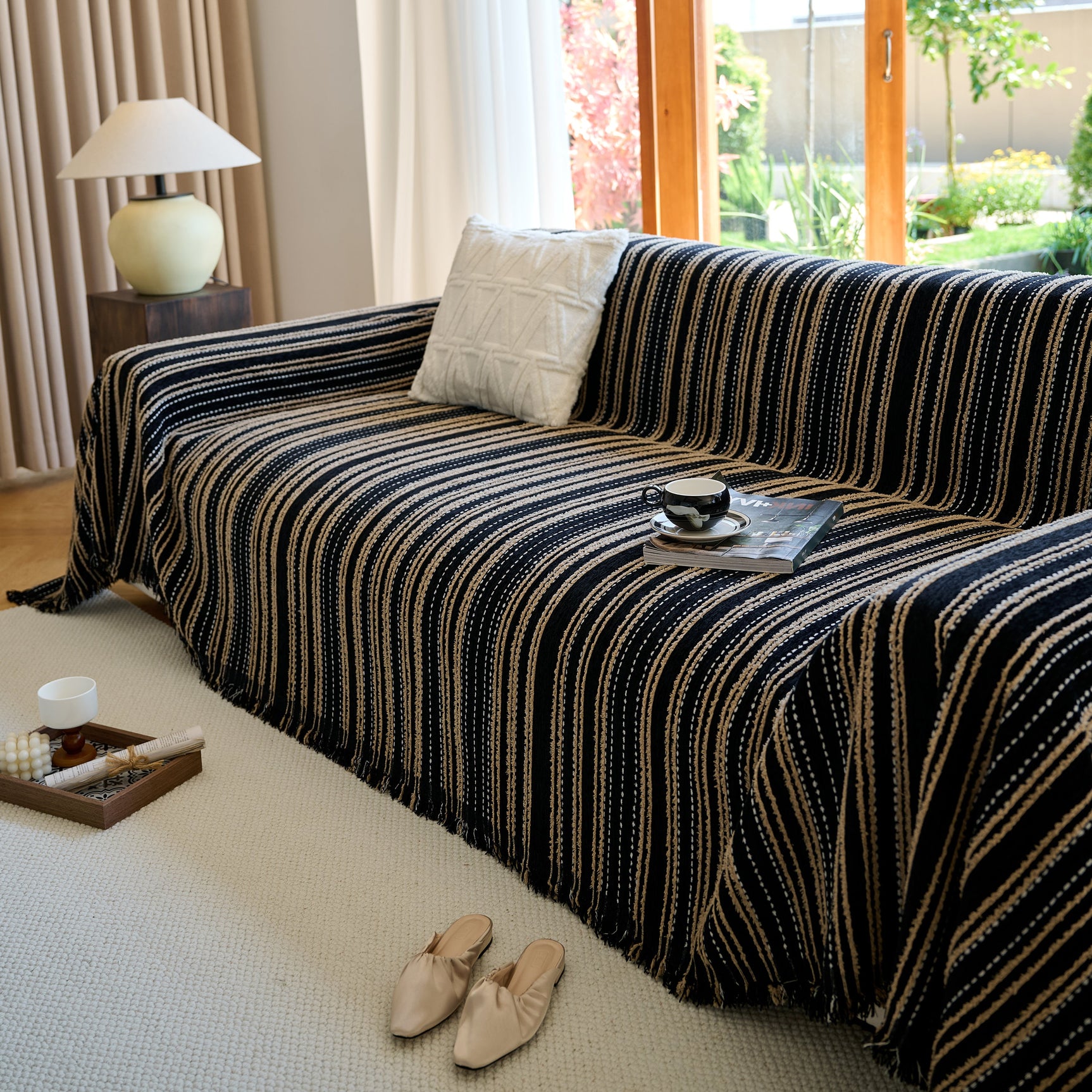 Vintage-Inspired Striped Blankets for Couch Covers Luxury Couch Throw Cover with Timeless Elegance - Ornate Home