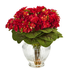 Violet Artificial Arrangement in Glass Vase - Ornate Home