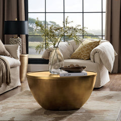 Viora Burnished Brass 32 Inch Metal Storage Coffee Table - Ornate Home