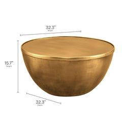 Viora Burnished Brass 32 Inch Metal Storage Coffee Table - Ornate Home