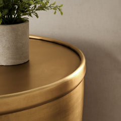 Viora Burnished Brass Metal Storage Side Table - Ornate Home