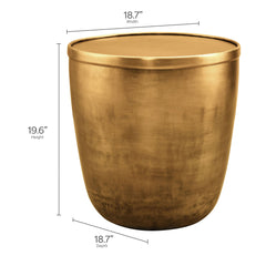 Viora Burnished Brass Metal Storage Side Table - Ornate Home