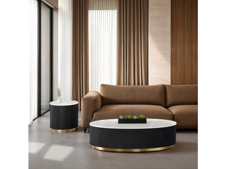 Virden Black/White/Gold Oval Cocktail Table - Ornate Home
