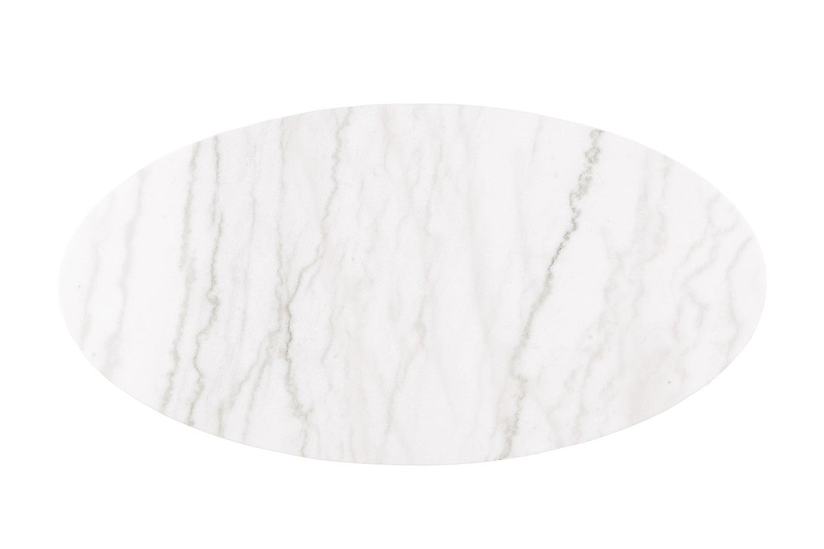 Virden Black/White/Gold Oval Cocktail Table - Ornate Home