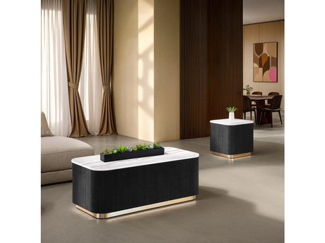 Virden Black/White/Gold Rectangle Cocktail Table - Ornate Home