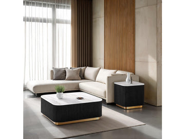 Virden Black/White/Gold Square Cocktail Table - Ornate Home