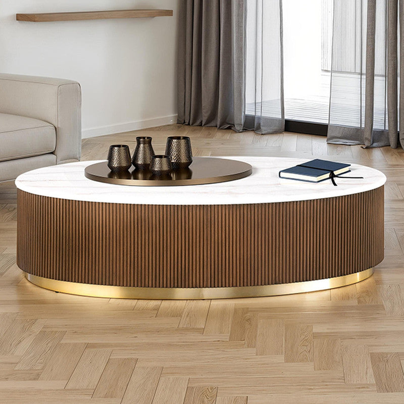 Virden Brown/White/Gold Oval Cocktail Table - Ornate Home
