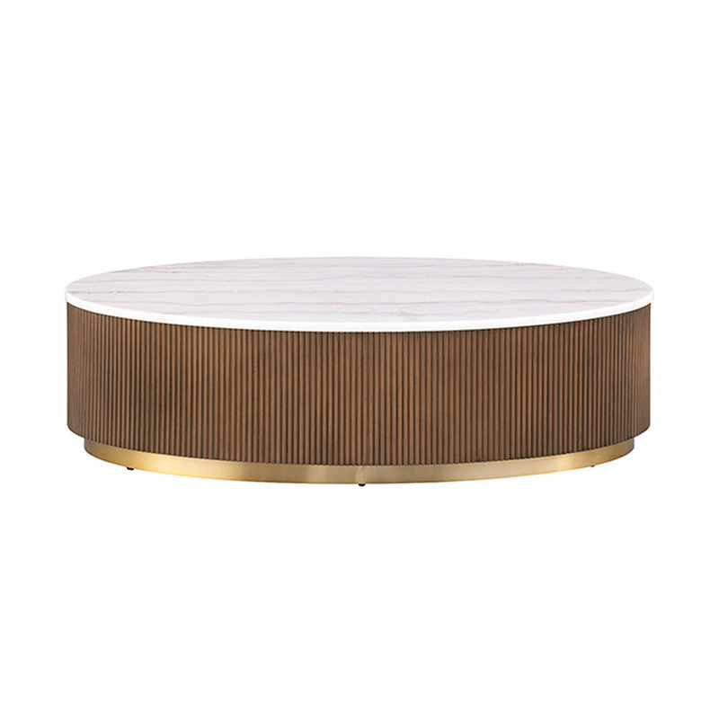 Virden Brown/White/Gold Oval Cocktail Table - Ornate Home