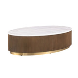 Virden Brown/White/Gold Oval Cocktail Table - Ornate Home