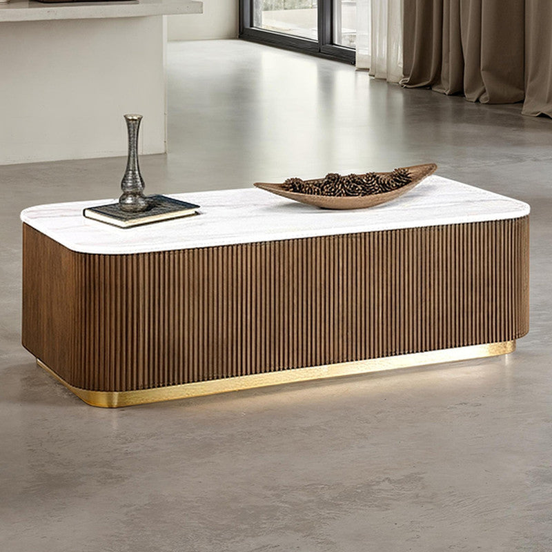 Virden Brown/White/Gold Rect Cocktail Table - Ornate Home