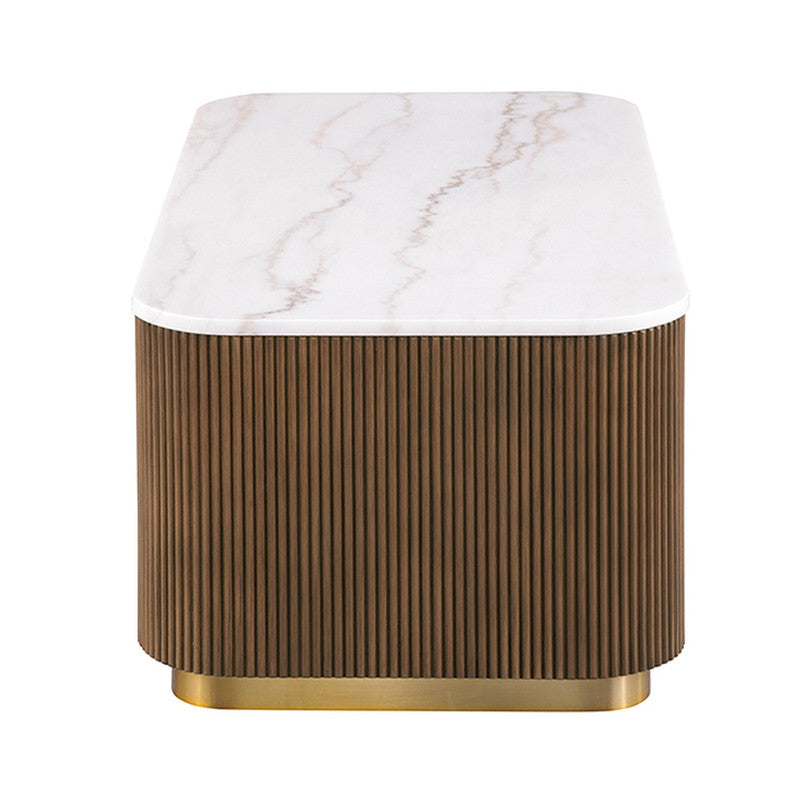 Virden Brown/White/Gold Rect Cocktail Table - Ornate Home