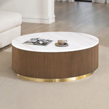 Virden Brown/White/Gold Round Cocktail Table - Ornate Home