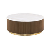 Virden Brown/White/Gold Round Cocktail Table - Ornate Home