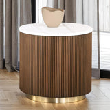 Virden Brown/White/Gold Round End Table - Ornate Home