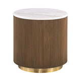 Virden Brown/White/Gold Round End Table - Ornate Home