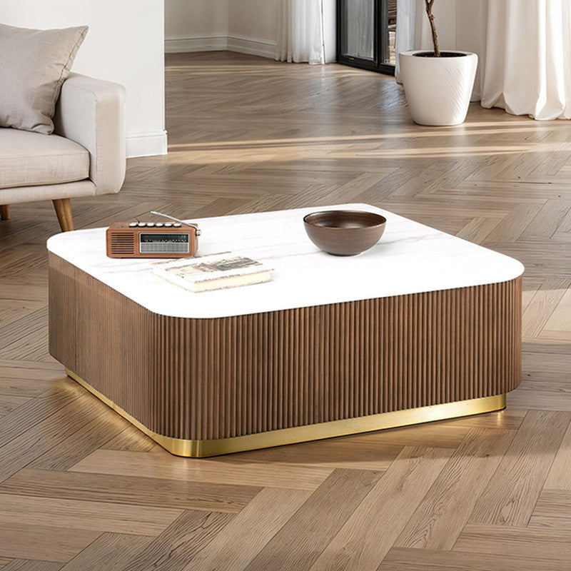 Virden Brown/White/Gold Square Cocktail Table - Ornate Home
