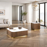 Virden Brown/White/Gold Square Cocktail Table - Ornate Home