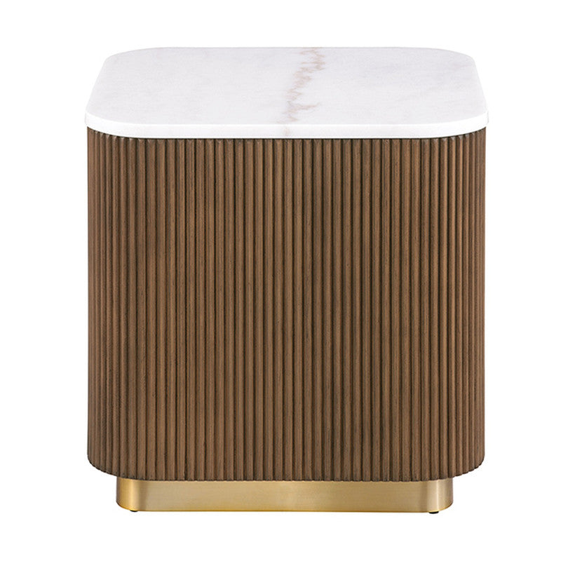 Virden Brown/White/Gold Square End Table - Ornate Home