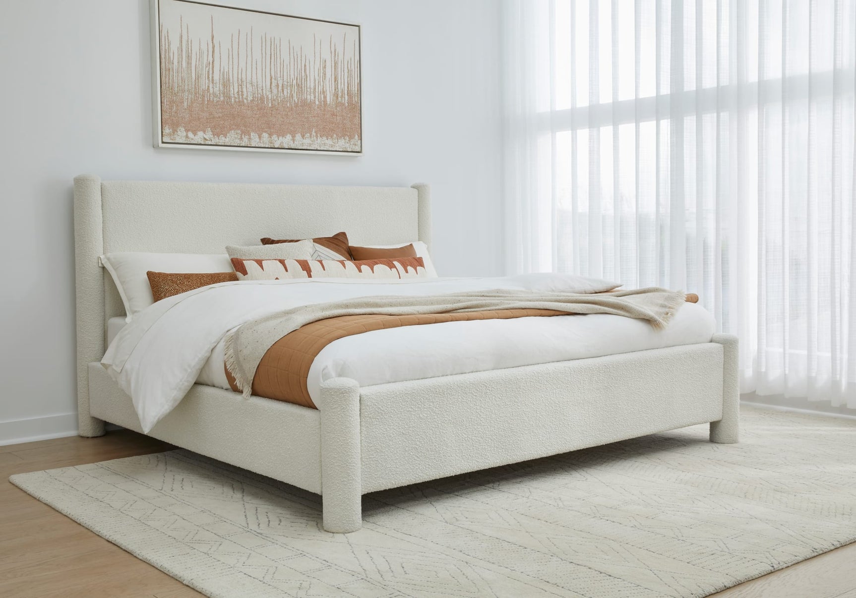 Virgil Burke Cottage Cheese California King Upholstered Platform Bed - Ornate Home