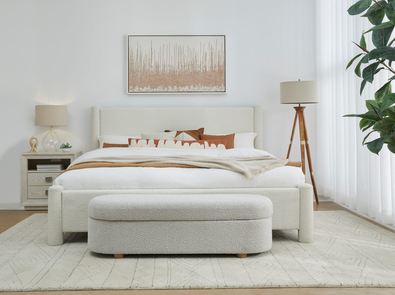 Virgil Burke Cottage Cheese Queen Upholstered Platform Bed - Ornate Home