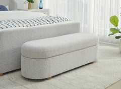 Virgil Kiki Cotton Ball Upholstered Hinged Storage Bench - Ornate Home