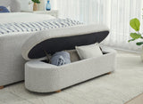 Virgil Kiki Cotton Ball Upholstered Hinged Storage Bench - Ornate Home