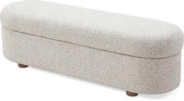 Virgil Kiki Cotton Ball Upholstered Hinged Storage Bench - Ornate Home