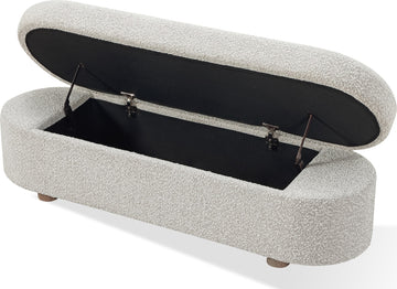 Virgil Kiki Cotton Ball Upholstered Hinged Storage Bench - Ornate Home