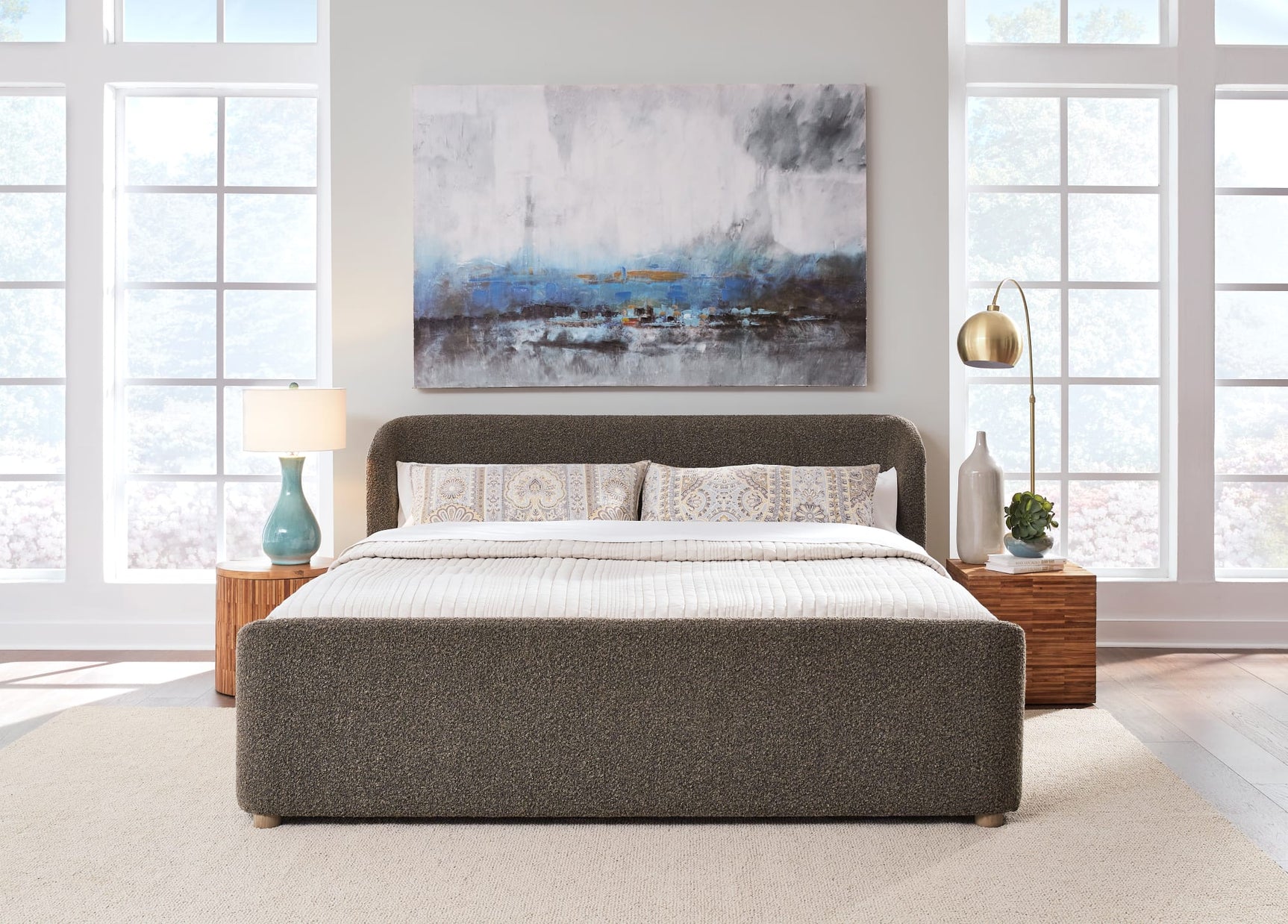 Virgil Kiki Pumpernickel Full Upholstered Platform Bed - Ornate Home