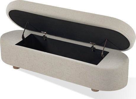 Virgil Kiki Whipped Honey Upholstered Storage Bench - Ornate Home