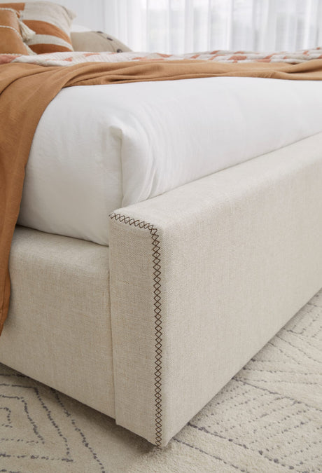 Virgil Louis Natural Full Upholstered Platform Bed - Ornate Home