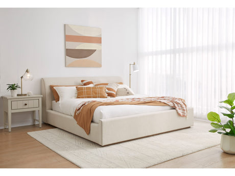 Virgil Louis Natural King Upholstered Platform Bed - Ornate Home