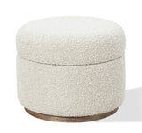 Virgil Off-White Upholstered Storage Ottoman in Ricotta Boucle - Ornate Home