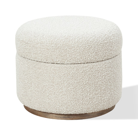 Virgil Off-White Upholstered Storage Ottoman in Ricotta Boucle - Ornate Home